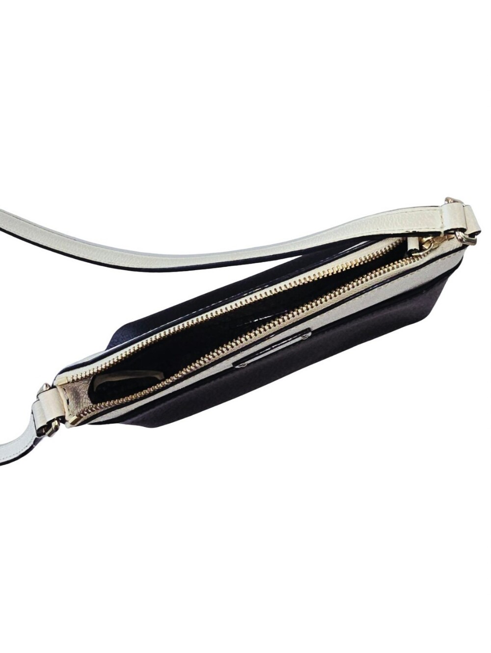 Kate Spade New York Black Cream Leather Colorblock Crossbody Bag - Picture 7 of 12